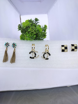 HUES FASHION JR-E-1-2-3 Cubic Zirconia Stainless Steel Stud Earring, Drops & Danglers, Hoop Earring