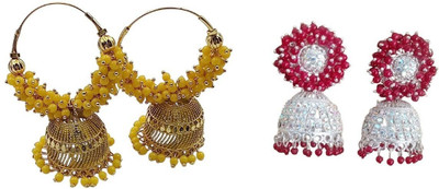 JMBW INTERNATIONAL 2 Combo Daily Wear Hoop Balis Beads Alloy Jhumki Earring