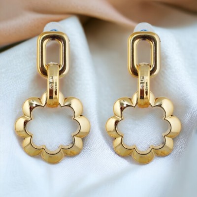 Lucky Jewellery Designer 18k Gold Plated Dangle Hoops Earring For Girls & Women (110-CHEP-1202) Plastic Drops & Danglers