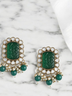 ANOUK Gold-Plated Green AD-Studded Earrings Alloy Stud Earring