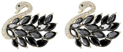 AKISON JEWELS Swan Crystal Diamond Korean Earrings For Women Girls Trendy Western Fashion Crystal, Diamond, Cubic Zirconia Alloy Earring Set, Stud Earring