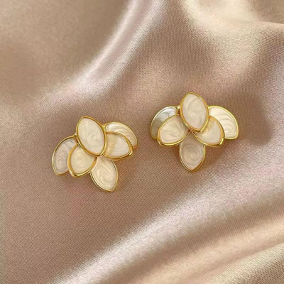 Mailars Gold-Plated Ear Jewelry Alloy Leaf Flower Stud Earrings Alloy Drops & Danglers