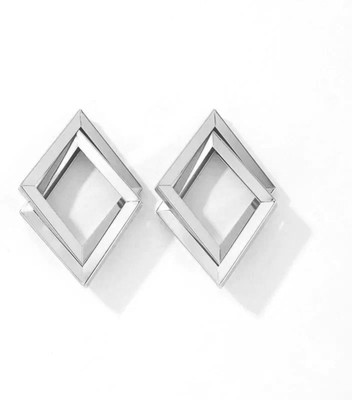 Sparkling Dazzle Trendy Double-layer Rhombus Design Geometric Oversize Stud Earrings Alloy Stud Earring