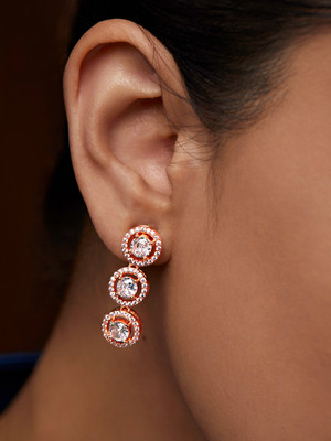 MINUTIAE Earring for Women & Girls Crystal Brass Drops & Danglers