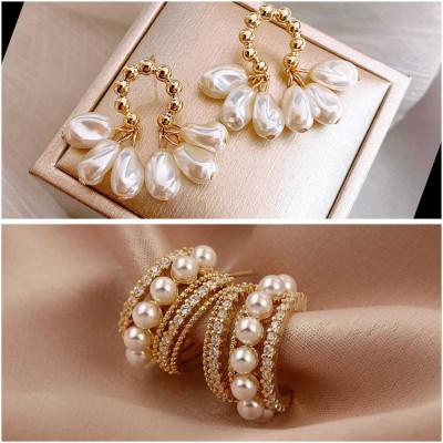 FFSTYLE Korean Geometric Earring Set For Women and girls Alloy Stud Earring