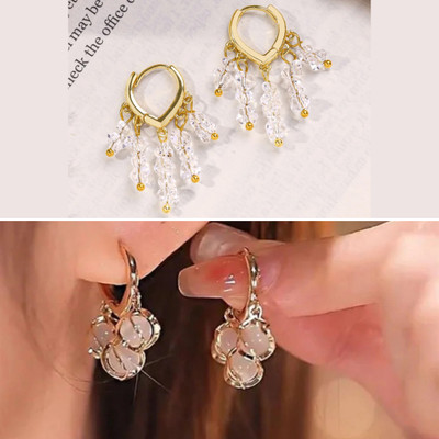 estailo fashion Cozy Crystal Cascade Hoops Earrings Alloy Earring Set