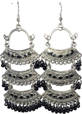 OKU 1 Oxidised Black Earring for Women Girls Hoop Dangles Alloy Chandbali Earring