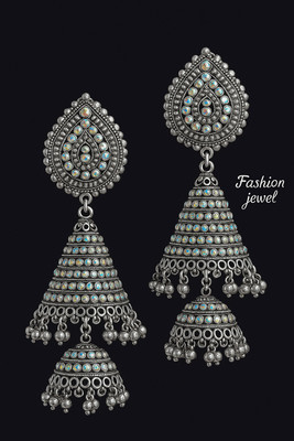 blimzone traditional Indian jhumki earing glow version Emerald Brass, Copper, Metal, Alloy Jhumki Earring