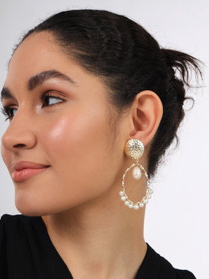 EDSA Twisted Drop Earrings with Pearls Metal Earring Set