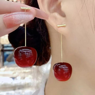 DEVARES DEVARES Red Cherry Earrings Alloy Drops & Danglers