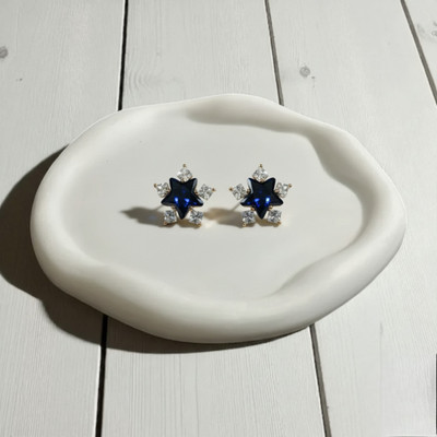 ZuriFinds Korean Beautiful Unique Design Blue Alloy Earring, Drops & Danglers Pearl Alloy Earring Set