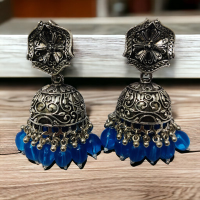 Opal Touch Enchanting Oxidized Jhumkas Cubic Zirconia Brass Jhumki Earring