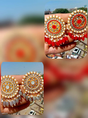 MONKDECOR Attractive Combo Pack of Moti Tops Artificial Beads Alloy Stud Earring
