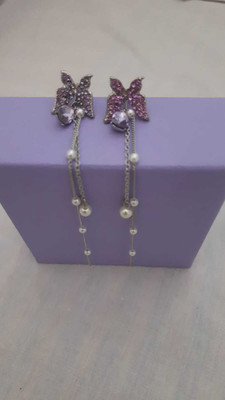 SRI RAGHAVA Korean Butterfly Chain Type Studs Alloy Stud Earring