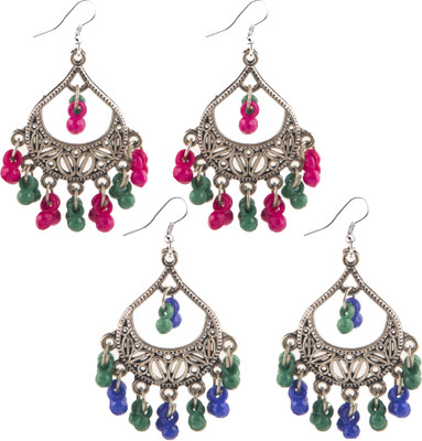 Creative Frogs Silver-Plated Ethnic Dangler Earrings Set Alloy Jhumki Earring