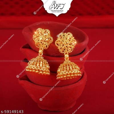 VIGHNAHARTA Screw back alloy Gold Plated for Women and Girls -VFJ1462ERG Alloy Jhumki Earring