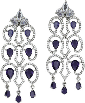 IKSAVA AD and ruby statement dangle earrings Diamond Brass Drops & Danglers