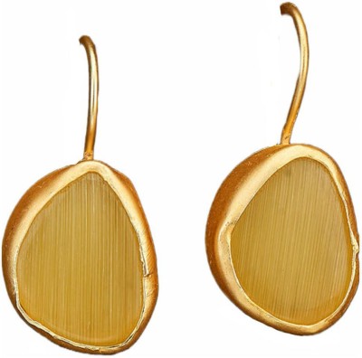 Mrigangi Matte Golden Plated Elegant Antique Yellow Stone Hoop Earring for Women Alloy Hoop Earring