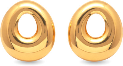 KAYYA21 KAYYA21 Glossy Gold-Plated Hollow Oval Stud Earrings for Women Stainless Steel Stud Earring