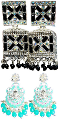Hernger traders Earring-Box-06_01 & Meenakari_earring_T_06 Cubic Zirconia Alloy Earring Set