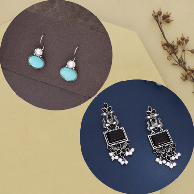 Sangria Silver Earring for Women & Girls Diamond Brass Drops & Danglers, Stud Earring