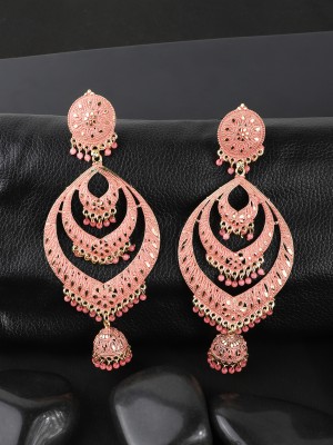 Anika's Creation Enamelled Gold Plated Partywear Alloy Light Weight Jhumka_ANIK Pearl Brass Chandbali Earring