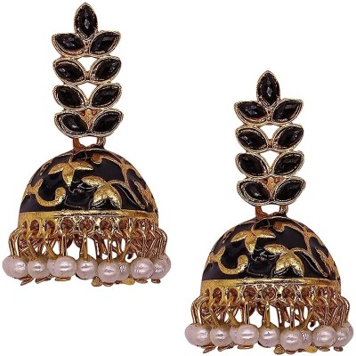 nudra Traditional Gold Plated Meenakari jhumki For Women and Girls Brass Jhumki Earring