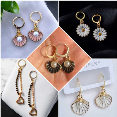 ELCETRATD JEWELLERY shimmering beautiful pack of 5 earrings combo for women and girls Stainless Steel Drops & Danglers