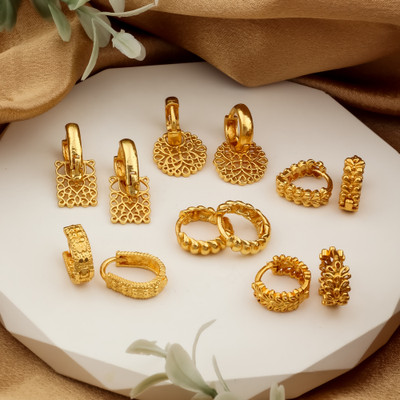Weroxa Combo of 6 Brass Huggie Earring