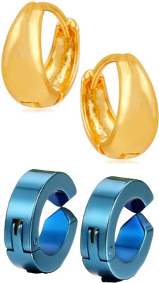 AACEPRO Stylish Jewellery Non Piercing Clip on Hoop Mens Earrings Metal Hoop Earring