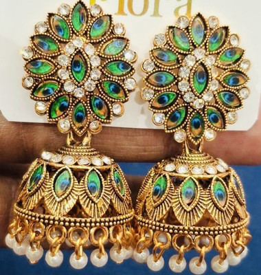 SAKETHAM Golden Shades on Bells Alloy Jhumki Earring
