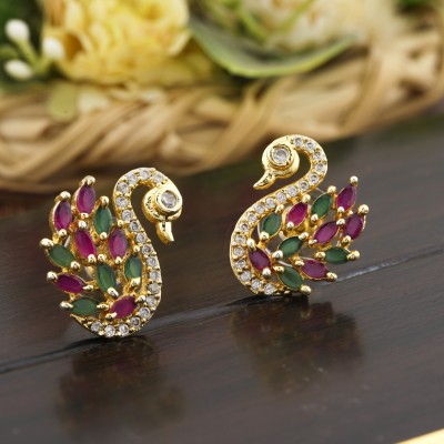 BOGHRA SALES Excellent Finish Ad American Diamond Stud Earrings For Women & Girls Diamond, Ruby Alloy Stud Earring