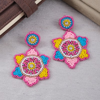 TASHKURST Handmade Multicolor Beaded Contemprorary Drop Earrings For Women/Girl's Beads Alloy Drops & Danglers