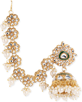 RUBANS Rubans Gold-Plated Kundan Dome Shaped Jhumkas Brass Jhumki Earring