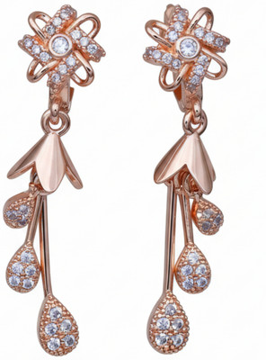 forevershine Golden Plated Star Flower CZ Hanging Drop Earrings Alloy Jhumki Earring