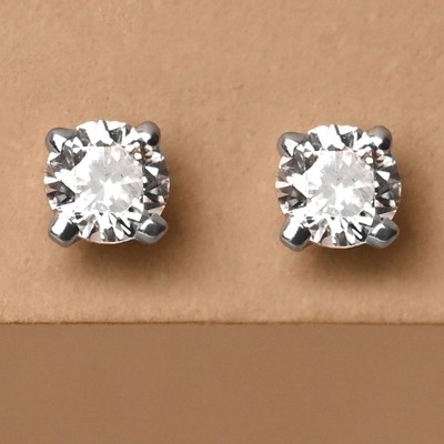CLARA Round Solitaire 7 mm Cubic Zirconia Sterling Silver Stud Earring