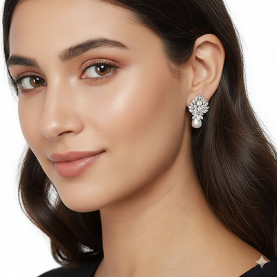 Manuvi Jewels American Dianmond(AD) Cubic Zirconia Alloy Stud Earring