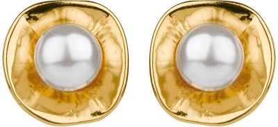 TRIBAL ZONE Haute Curry Pearl Gold Stud Earrings Pearl Alloy Stud Earring