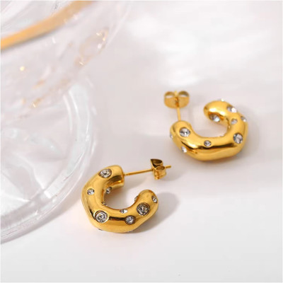 Divastri Earrings for women korean stylish Studs golden ear rings Anti Tarnish Metal, Alloy, Stainless Steel Earring Set, Stud Earring, Plug Earring, Drops & Danglers