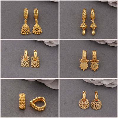 Weroxa Combo of 6 Brass Huggie Earring