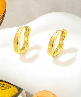 BLINGEE Twisted Gold Hoop Korean Earrings For Women Trendy Western Fashion Earring Alloy Earring Set, Hoop Earring