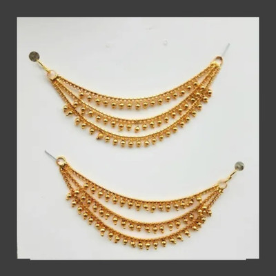 MELONLY Gold Coated Multilayer Temple jewellery statement Chain Clip Agate Alloy Earring Set