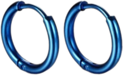 Vedansh Piyush Enterprises Stylish Blue Colour Unisex Thin Hoop Stud Earrings Stainless Steel Hoop Earring
