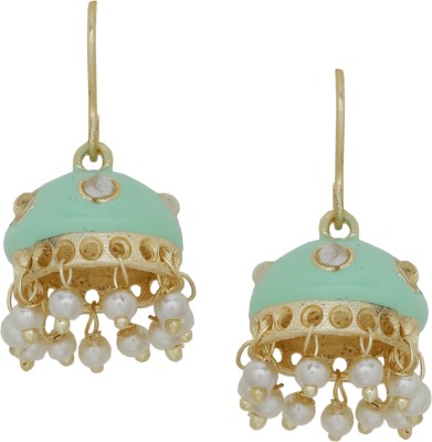 Shoshaa Sea Green Gold-Plated Enamelled Dome Shaped Jhumki earrings Brass Jhumki Earring