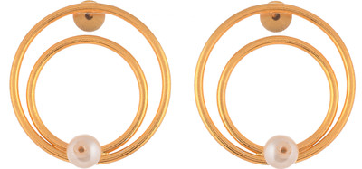 Silvermerc Designs SBE9C_466 Pearl Brass Hoop Earring