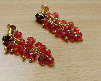 SSFJ 1 gram gold plated graps type Earring Ruby Copper Drops & Danglers