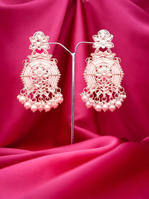 Alasca Pack of 1 Gold Drop & Danglers Earring for Women & Girls Diamond Brass Chandbali Earring