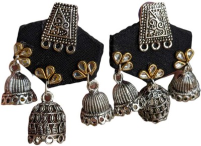 ishya handmade accessories er01 Fabric, Metal Stud Earring, Jhumki Earring