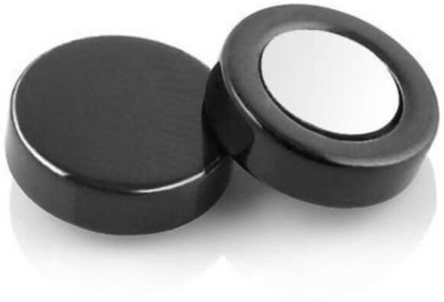 FOGGMART Black Round Magnetic Double Sided Stud Earrings for Men & Women | Rust-Free Stud Stainless Steel, Metal Magnetic Earring