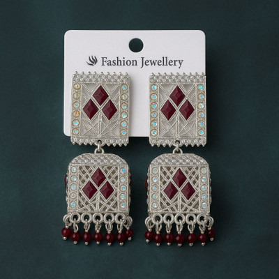 Shifa Enterprises Jhumki Earrings Fancy Maroon colour, For Girls & Womens, Party & Wedding Cubic Zirconia Alloy Jhumki Earring